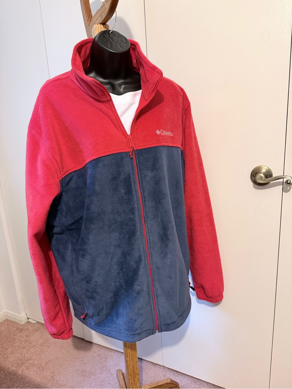 Men’s Columbia Two-Tone Red and Gray/Blue Fleece Jacket